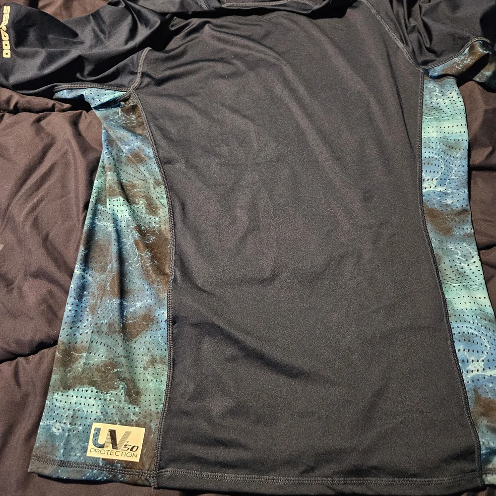 Sea-Doo NWT Men's Rashguard Blue Tee with Mesh Sides size large - Picture 5 of 9